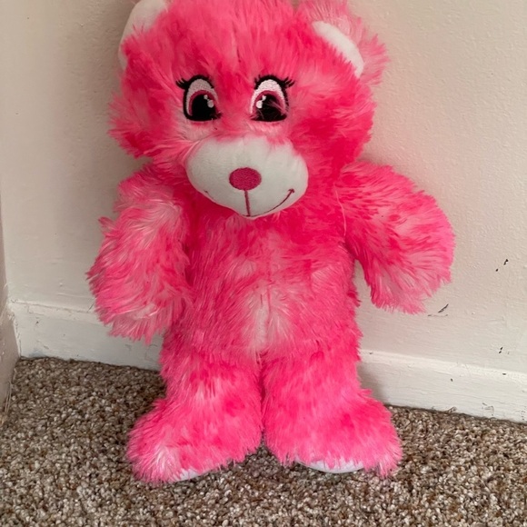 Vintage Retired Pink Nanco Small Plush Bear 11” Valentines Bear Embroidered Face - Picture 2 of 6